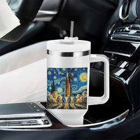 Lunar Mission Astronaut Starry Night Tumbler With Handle Space Lover Gift
