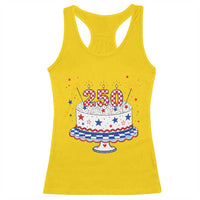USA 250th Anniversary Birthday Cake Party Gift Racerback Tank Top