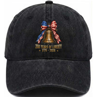 250 Years Of Liberty Washed Cotton Baseball Cap American Heritage Bell Graphic