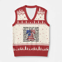 250 Years Of Freedom V-Neck Knit Sweater Vest Red White Blue Liberty Bell