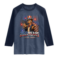 USA 250th Anniversary Tung Tung Sahur Raglan Shirt Funny American Anniversary Celebration