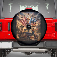 Patriotic Italian Brainrot Farmer Meme Spare Tire Cover Funny USA Freedom Jet Fighter Graphic