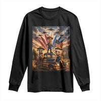 Patriotic Italian Brainrot Farmer Meme Long Sleeve Shirt Funny USA Freedom Jet Fighter Graphic