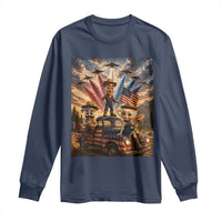 Patriotic Italian Brainrot Farmer Meme Long Sleeve Shirt Funny USA Freedom Jet Fighter Graphic