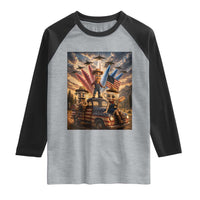 Patriotic Italian Brainrot Farmer Meme Raglan Shirt Funny USA Freedom Jet Fighter Graphic