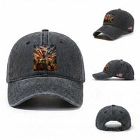 Patriotic Italian Brainrot Farmer Meme Washed Cotton Baseball Cap Funny USA Freedom Jet Fighter Graphic