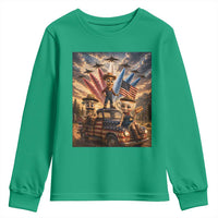 Patriotic Italian Brainrot Farmer Meme Youth Sweatshirt Funny USA Freedom Jet Fighter Graphic