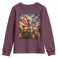 Patriotic Italian Brainrot Farmer Meme Youth Sweatshirt Funny USA Freedom Jet Fighter Graphic