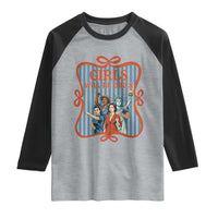 Red White Blue Feminist Pride Raglan Shirt Girls Will Be Girls