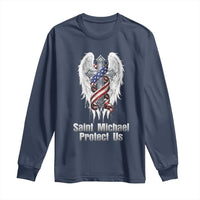 Saint Michael Protect Us American Christian Heritage Long Sleeve Shirt Catholic Faith Gift