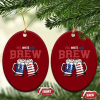 American Flag Beer Lover Ceramic Ornament Red White And Brew