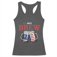 American Flag Beer Lover Racerback Tank Top Red White And Brew