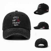 American Flag Popsicle Washed Cotton Baseball Cap Chill The Fourth Out