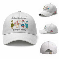 Funny Duck 4th Of July Baseball Cap Did Someone Say Firequacker