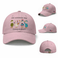 Funny Duck 4th Of July Baseball Cap Did Someone Say Firequacker