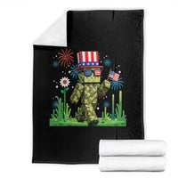 4th Of July Gamer Throw Blanket Pixel Art US Flag Gaming