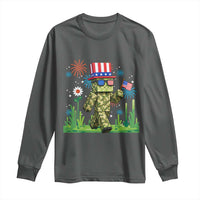 4th Of July Gamer Long Sleeve Shirt Pixel Art US Flag Gaming