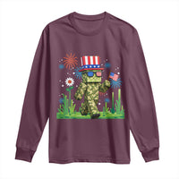 4th Of July Gamer Long Sleeve Shirt Pixel Art US Flag Gaming