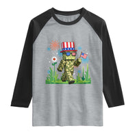 4th Of July Gamer Raglan Shirt Pixel Art US Flag Gaming