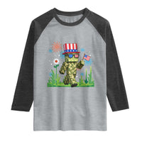 4th Of July Gamer Raglan Shirt Pixel Art US Flag Gaming