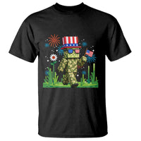 4th Of July Gamer T Shirt Pixel Art US Flag Gaming