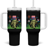 4th Of July Gamer Tumbler With Handle Pixel Art US Flag Gaming