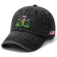 4th Of July Gamer Washed Cotton Baseball Cap Pixel Art US Flag Gaming