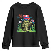 4th Of July Gamer Youth Sweatshirt Pixel Art US Flag Gaming