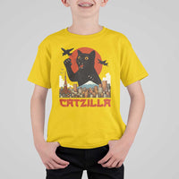 Catzilla T Shirt For Kid Funny Giant Cat Monster Roaring Tokyo Japan - Wonder Print Shop