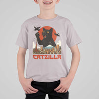 Catzilla T Shirt For Kid Funny Giant Cat Monster Roaring Tokyo Japan - Wonder Print Shop