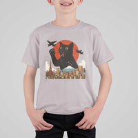 Catzilla T Shirt For Kid Funny Giant Cat Monster Roaring Tokyo Japan - Wonder Print Shop