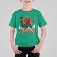 Catzilla T Shirt For Kid Funny Giant Cat Monster Roaring Tokyo Japan - Wonder Print Shop