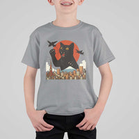 Catzilla T Shirt For Kid Funny Giant Cat Monster Roaring Tokyo Japan - Wonder Print Shop