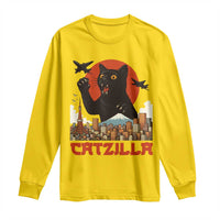 Catzilla Long Sleeve Shirt Funny Giant Cat Monster Roaring Tokyo Japan - Wonder Print Shop