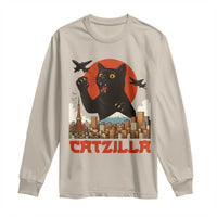 Catzilla Long Sleeve Shirt Funny Giant Cat Monster Roaring Tokyo Japan - Wonder Print Shop