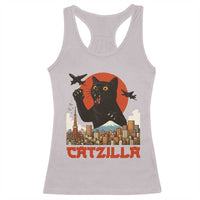 Catzilla Racerback Tank Top Funny Giant Cat Monster Roaring Tokyo Japan - Wonder Print Shop