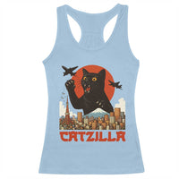 Catzilla Racerback Tank Top Funny Giant Cat Monster Roaring Tokyo Japan - Wonder Print Shop