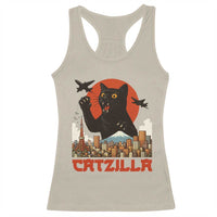 Catzilla Racerback Tank Top Funny Giant Cat Monster Roaring Tokyo Japan - Wonder Print Shop