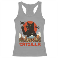 Catzilla Racerback Tank Top Funny Giant Cat Monster Roaring Tokyo Japan - Wonder Print Shop