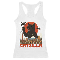 Catzilla Racerback Tank Top Funny Giant Cat Monster Roaring Tokyo Japan - Wonder Print Shop