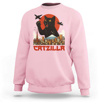 Catzilla Sweatshirt Funny Giant Cat Monster Roaring Tokyo Japan - Wonder Print Shop