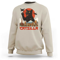 Catzilla Sweatshirt Funny Giant Cat Monster Roaring Tokyo Japan - Wonder Print Shop