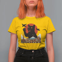 Catzilla T Shirt For Women Funny Giant Cat Monster Roaring Tokyo Japan - Wonder Print Shop