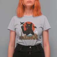 Catzilla T Shirt For Women Funny Giant Cat Monster Roaring Tokyo Japan - Wonder Print Shop