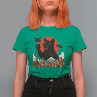 Catzilla T Shirt For Women Funny Giant Cat Monster Roaring Tokyo Japan - Wonder Print Shop
