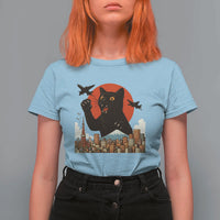 Catzilla T Shirt For Women Funny Giant Cat Monster Roaring Tokyo Japan - Wonder Print Shop