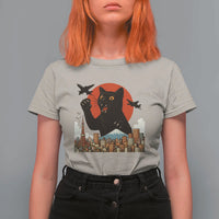 Catzilla T Shirt For Women Funny Giant Cat Monster Roaring Tokyo Japan - Wonder Print Shop