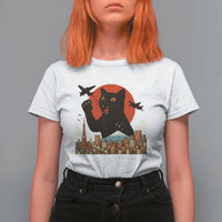 Catzilla T Shirt For Women Funny Giant Cat Monster Roaring Tokyo Japan - Wonder Print Shop