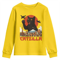 Catzilla Youth Sweatshirt Funny Giant Cat Monster Roaring Tokyo Japan - Wonder Print Shop