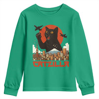 Catzilla Youth Sweatshirt Funny Giant Cat Monster Roaring Tokyo Japan - Wonder Print Shop